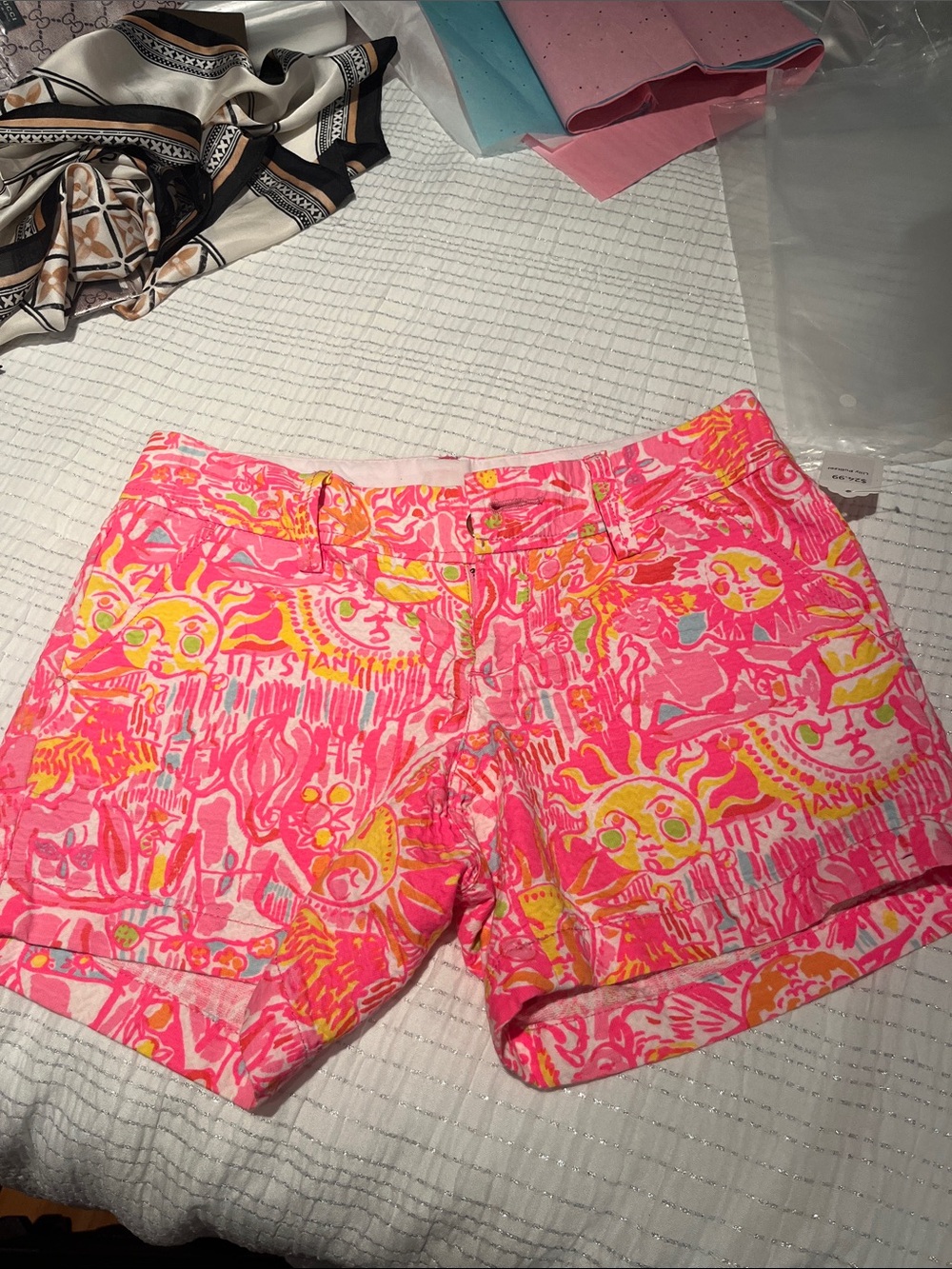 Lilly Pulitzer Pink & Yellow Patterned Jean Shorts
